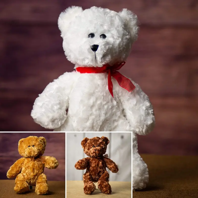 14-Inch Large Chenille Bear Bundle - Premium Textured Teddy Set 1