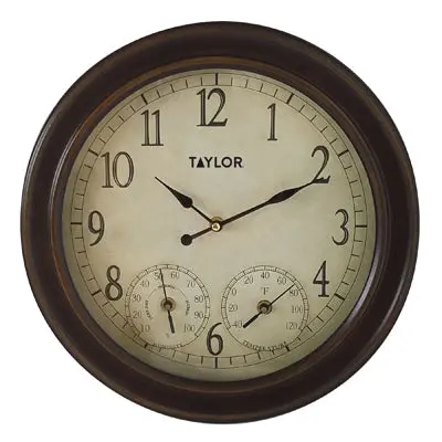 14-Inch Wall-Mount Clock Thermometer With Analog Display 1