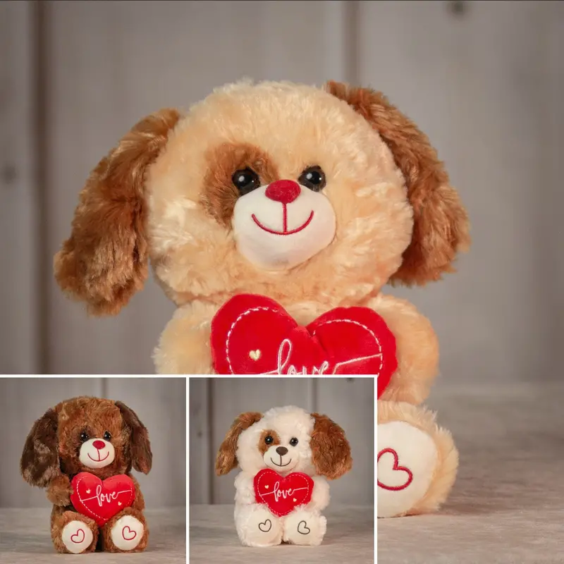 9-Inch Seated Valentine'S Day Dog Plush Trio 1