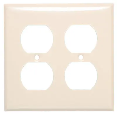 Almond Steel 2-Gang Wall Plate – Dual Duplex Openings 1