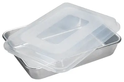 Aluminum Rectangular Cake Pan With Secure Lid – 9" × 13" 1