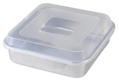 Aluminum Square Cake Pan With Snap-On Lid – 9" × 9" 1