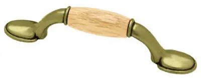 Antique Brass And Oak Spoon Foot Cabinet Pull – 5-Inch 1