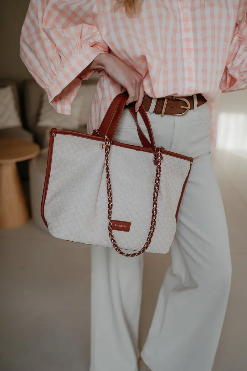 Beige Cognac Zinudi Handbag 1