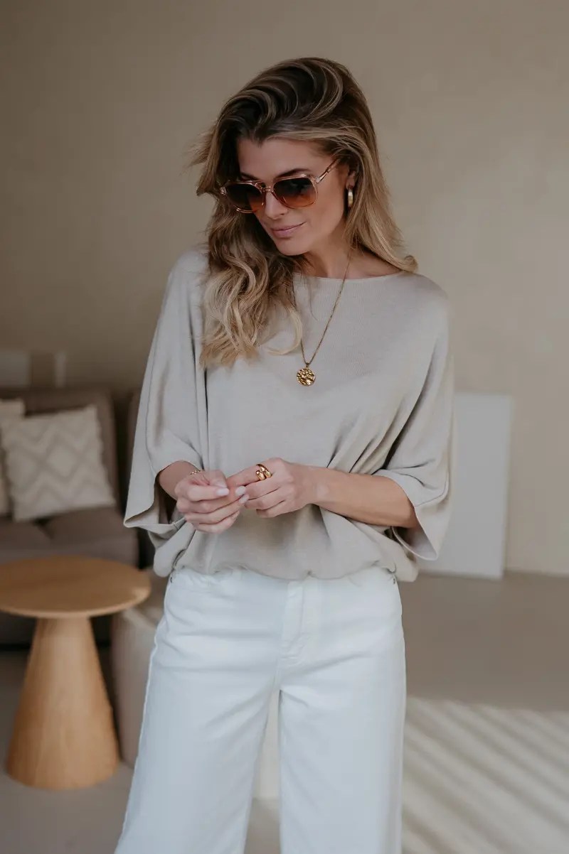 Beige Lesoli Fine-Gauge Knit Top 1