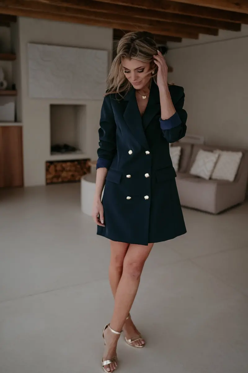 Beleando Navy Blue Wrap Midi Dress 1