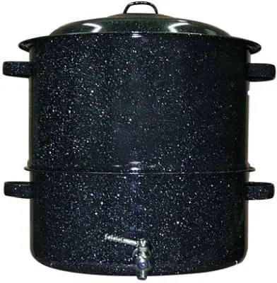 Clam Steam Pot With Built-In Faucet – 19-Quart Black Ceramic/Steel Cookware 1