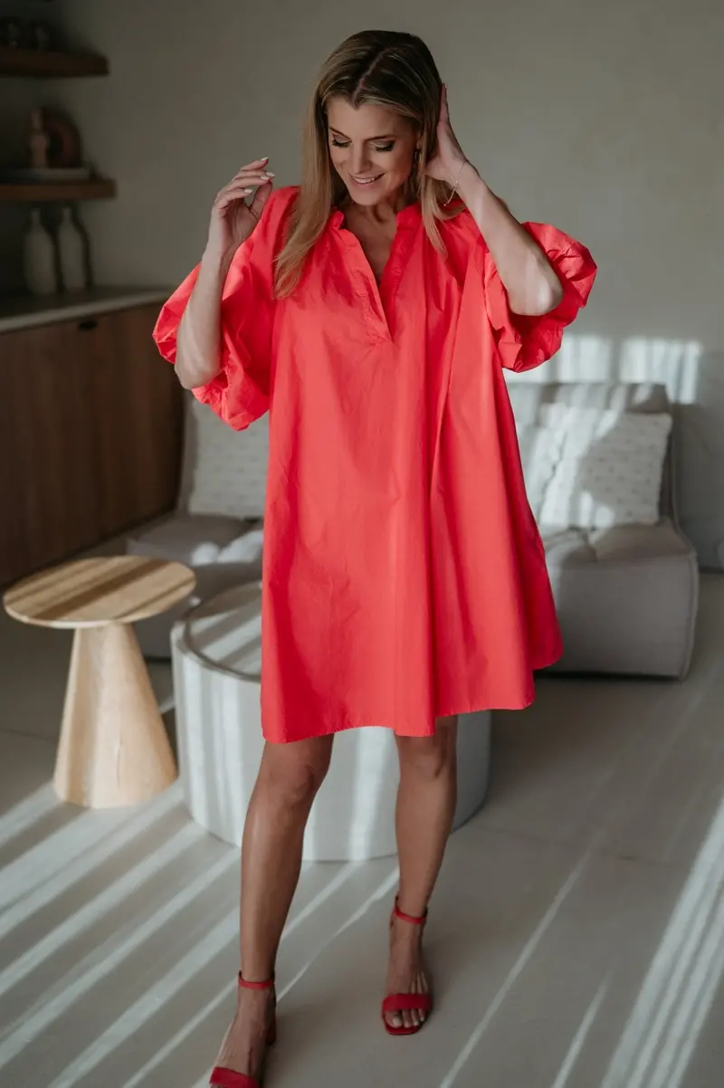 Coral Imposa Midi Dress 1