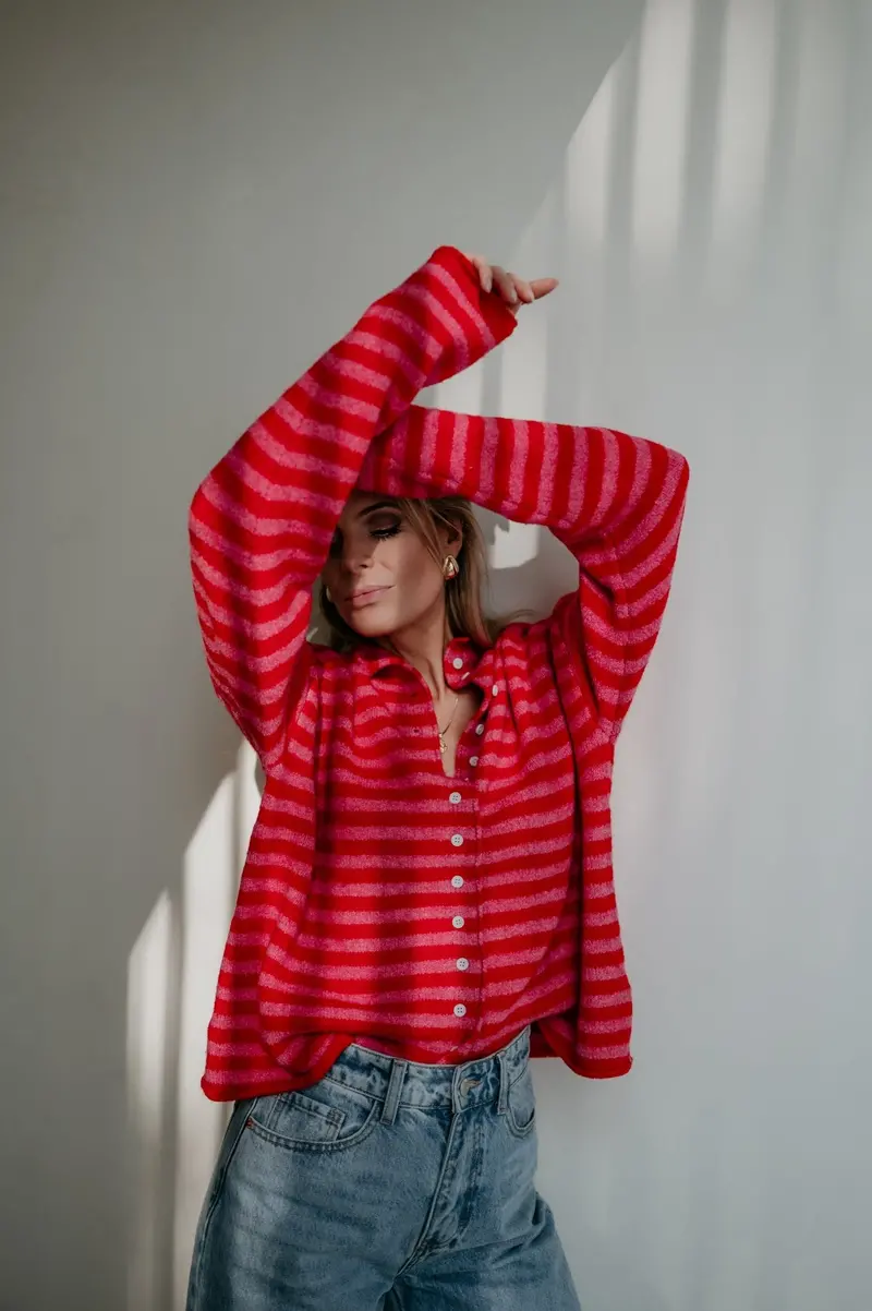Cuoni Bold Red Open-Front Cardigan 1