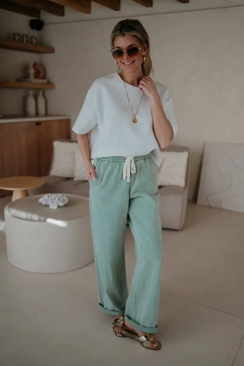 Curosi Mint Green High-Waisted Trousers 1