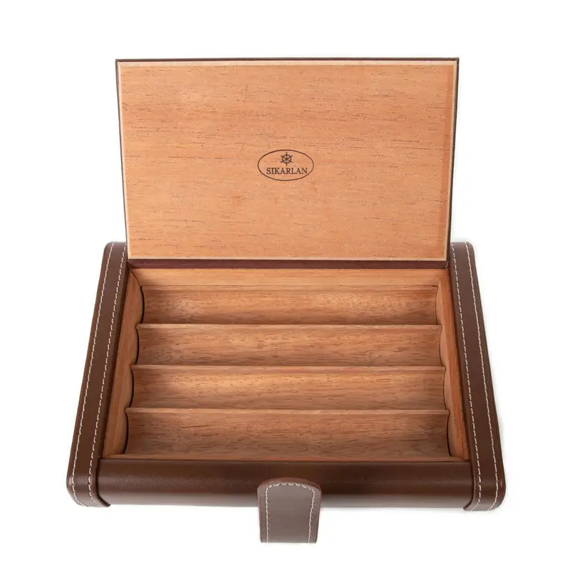 Dax Leather-Wrapped Desktop Humidor By Brouk & Co. 1