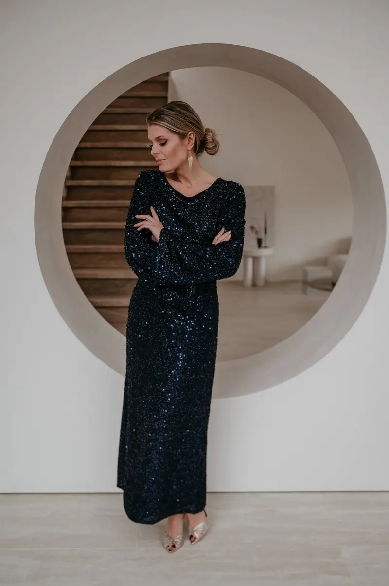 Denere Navy Blue Maxi Dress 1