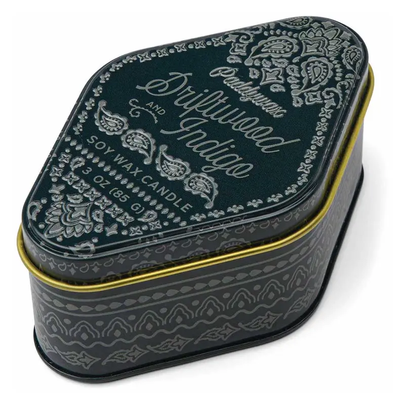 Driftwood & Indigo Scented Tin Candle – Station Collection 1