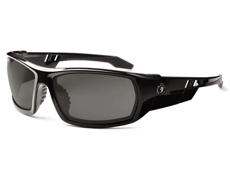 Ergodyne Skullerz Odin Safety Sunglasses – Smoke Fog-Off Lens, Black Frame 1
