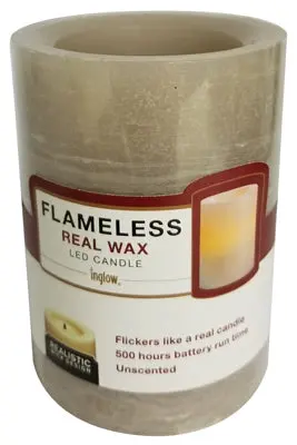 Flameless Battery-Operated Candle – Realistic Wax Finish, Cashmere Scent, 3×4 Inches 1