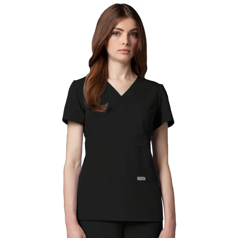 Grey'S Anatomy Women'S Junior-Fit Mock Wrap Scrub Top – 3-Pocket Style 1