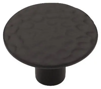 Hammered Flat Black Round Cabinet Knobs – 1-1/8-Inch, 2-Pack 1