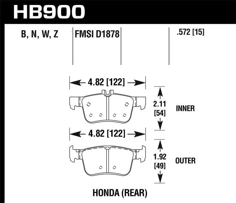 Hawk Performance Hb900W.572 Dtc-30 Ceramic Brake Pads – 0.572" Thickness 1