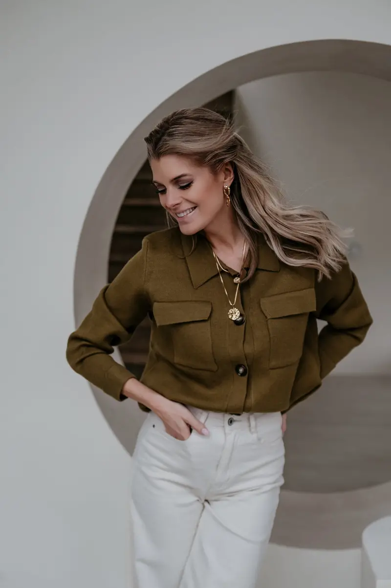 Insomma Knit Cardigan In Khaki 1