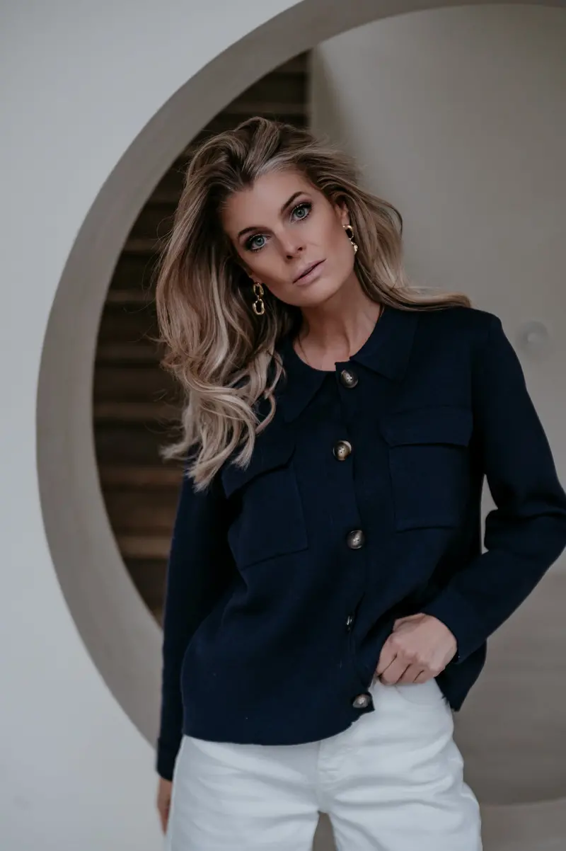 Insomma Knit Cardigan In Navy Blue 1