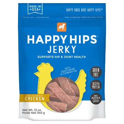 Joint-Support Dog Treats – Happy Hips Chicken Jerky (12 Oz) 1