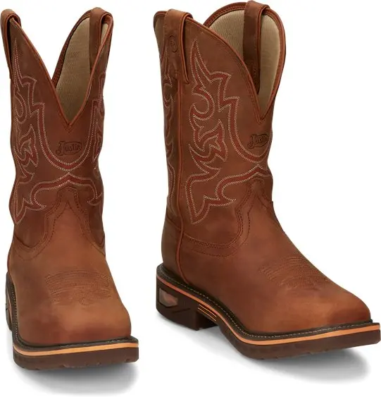 Justin Boots Men'S Resistor 11-Inch Waterproof Eh Square Toe Work Boots 1