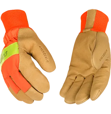 Kinco Lined Hi-Vis Waterproof Pigskin Glove With Knit Wrist 1