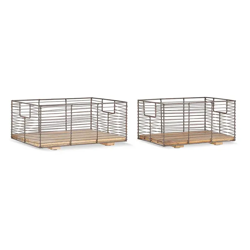 Kochi Handcrafted Iron And Mango Wood Decorative Baskets 1