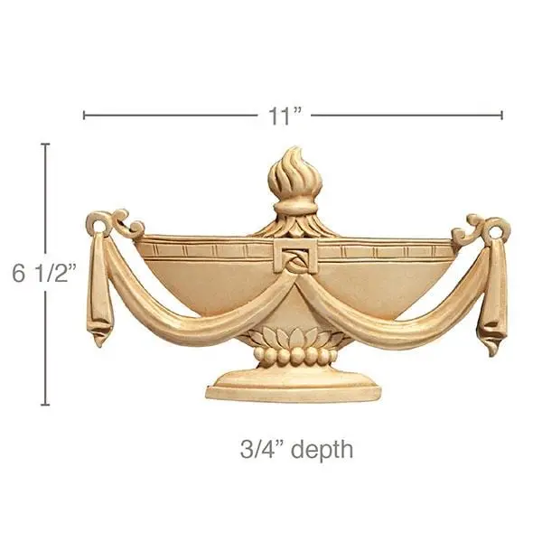 Large Lindenwood Urn – 11" W × 6.5" H × 0.75" D 1