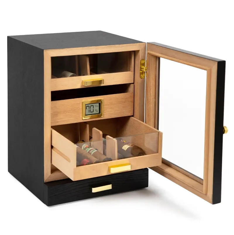 Luca Black Ash Humidor Cabinet With Humidity Control 1