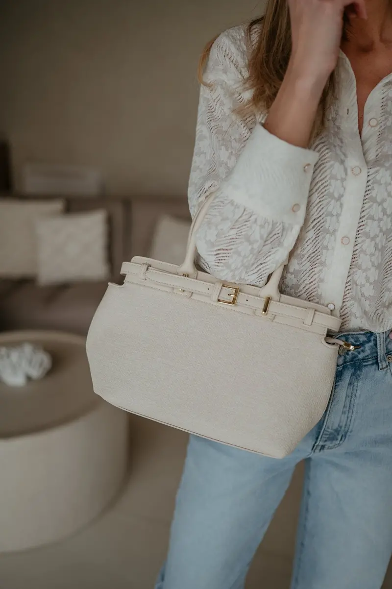 Mandarino Ecru Woven Crossbody Handbag 1