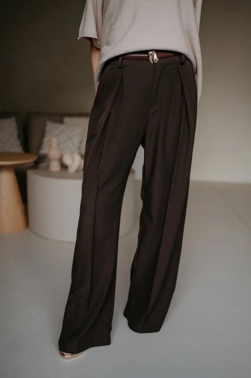 Mostrido Chocolate Brown Tailored Trousers 1