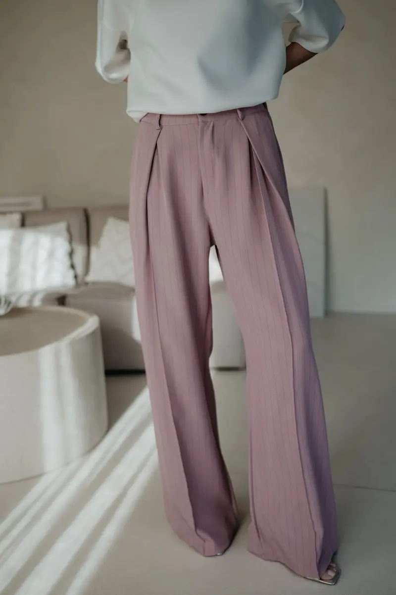 Mostrido Lavender And Navy Striped Dress Pants 1