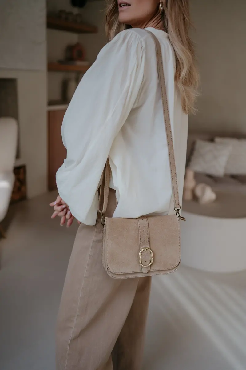 Munide Textured Beige Handbag 1