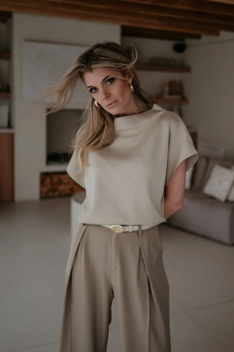 Nante Beige Sleeveless Top 1
