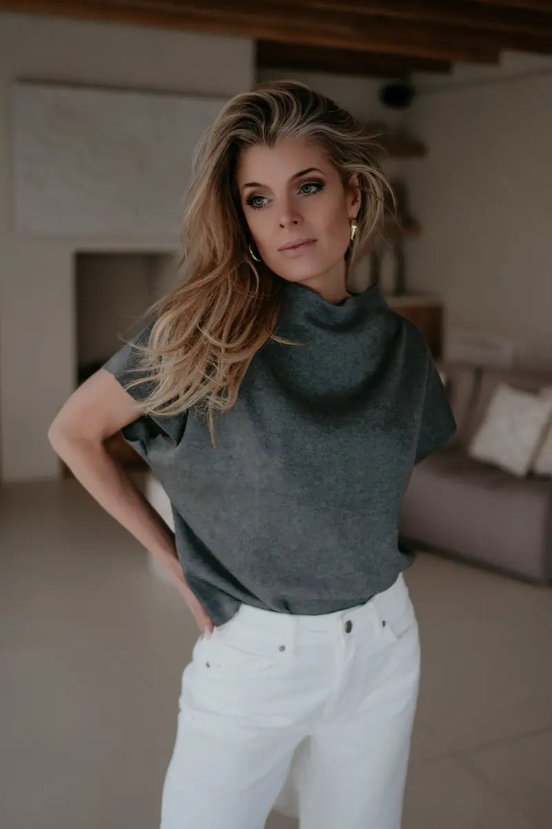 Nante Dark Grey Sleeveless Top 1