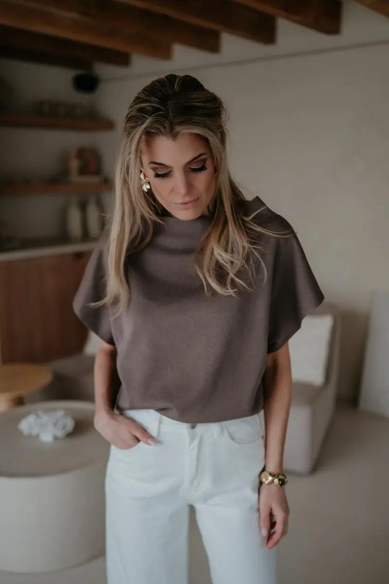 Nante Taupe Sleeveless Top 1