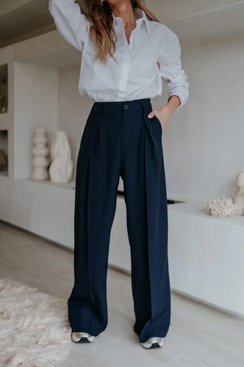 Navy Blue Mostrido Wool-Blend Trousers 1