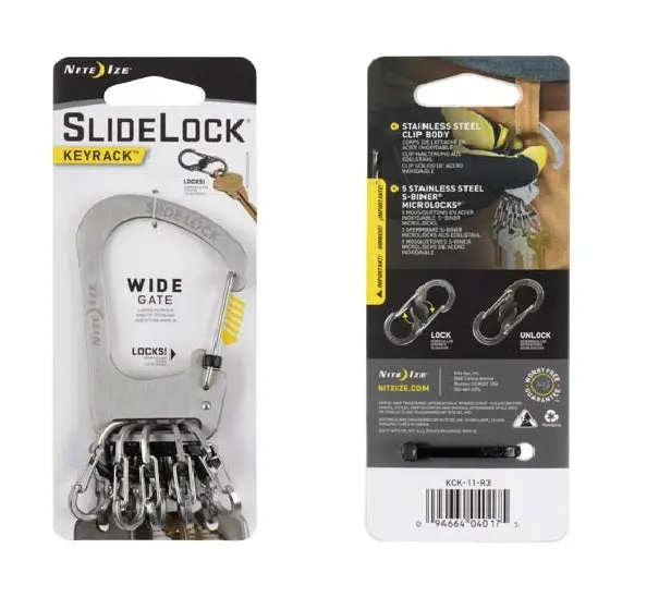 Nite Ize Keyrack With Microlocks – Stainless Steel Key Organizer + S-Biner Clips 1
