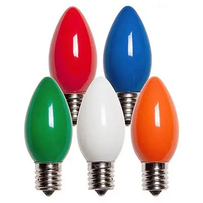 Opaque Multi-Color C9 Incandescent Bulbs – 25-Piece Holiday Pack 1