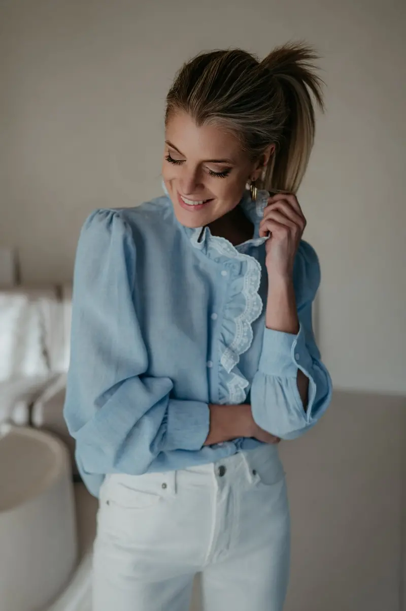 Ottore Elegant Blue Crepe Blouse 1