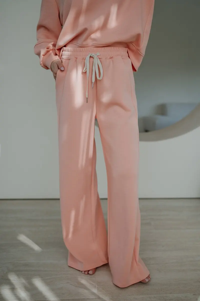 Peach Oriene Tailored Wide-Leg Trousers 1