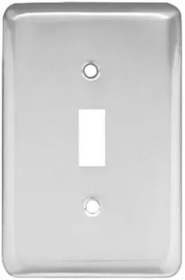 Polished Chrome Steel 1-Gang Round Toggle Wall Plate 1