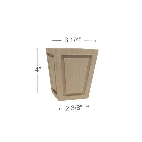 Raised Panel Square Foot – 3.25" × 3.25" × 4" H 1