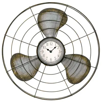 Rustic Metal Fan-Style Analog Wall Clock – 16.5-Inch Diameter 1