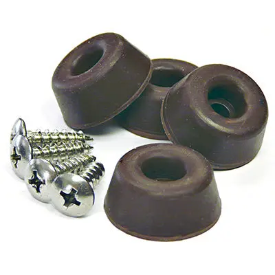 Screw-On Brown Rubber Bumpers – 1-Inch Diameter, 4-Pack 1