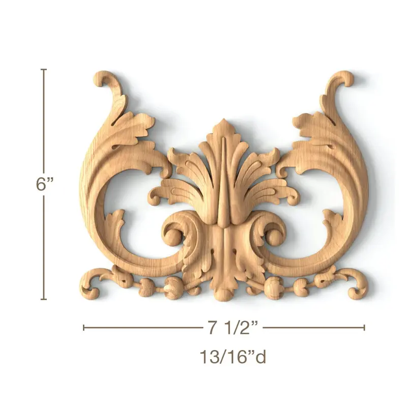 Scrolling Acanthus Crest For Cen552 – 7.5" W × 6" H × 0.8125" D 1
