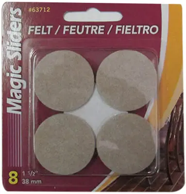 Self-Adhesive Felt Surface Protectors – Oatmeal Round, 1-1/2" Diameter (8-Pack) 1