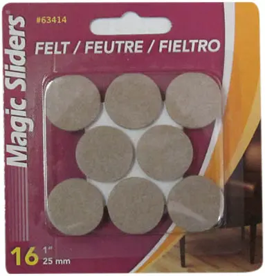 Self-Adhesive Felt Surface Protectors – Oatmeal Round, 1" Diameter (16-Pack) 1