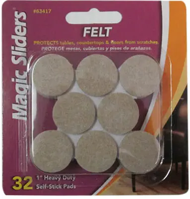 Self-Adhesive Felt Surface Protectors – Oatmeal Round, 1" Diameter (32-Pack) 1
